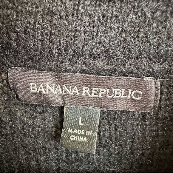 Banana Republic size Large Black Relaxed Balloon Sleeve Sweater Wool Alpaca - Picture 3 of 7